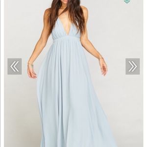 Show Me Your Mumu “Ava Maxi Dress” in Steel Blue